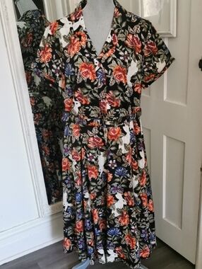 Collectif Vintage Retro 50s Swing Rockabilly Cottage Garden Bunny Teadress. 2XL